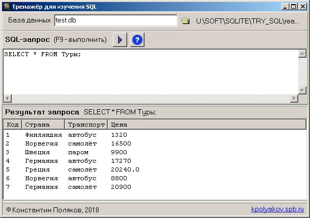 Тренажёр «Попробуй SQL!»